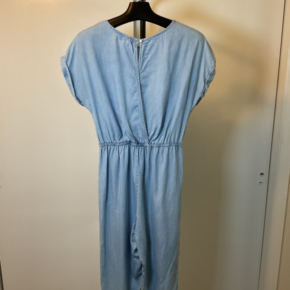 15. Japna Blue Relaxed Fit Short Sleeve Jumpsuit with Elastic Waist Size Medium - Picture 6 of 8